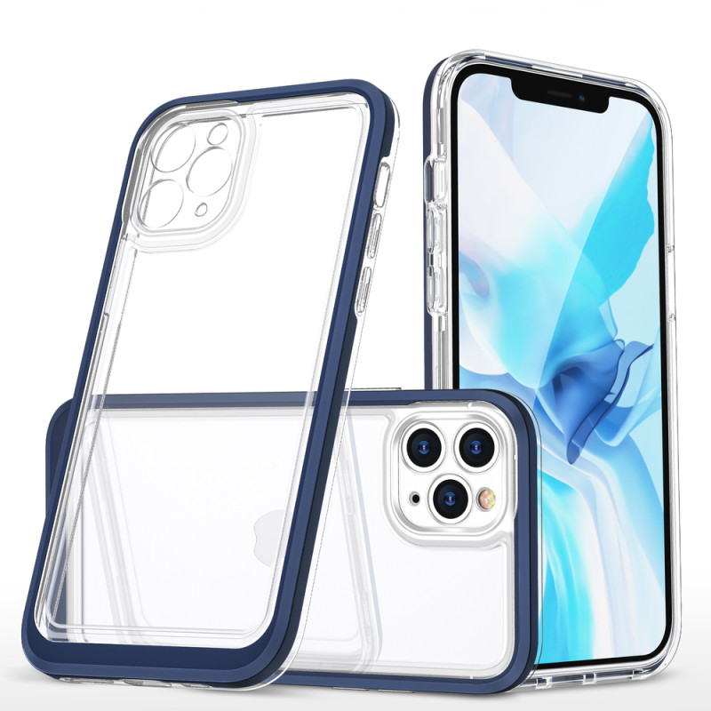 Kryt Hurtel HYBRID ARMOR Clear 3 in 1 pro iPhone 11 Pro Max - modrý rám (clear)