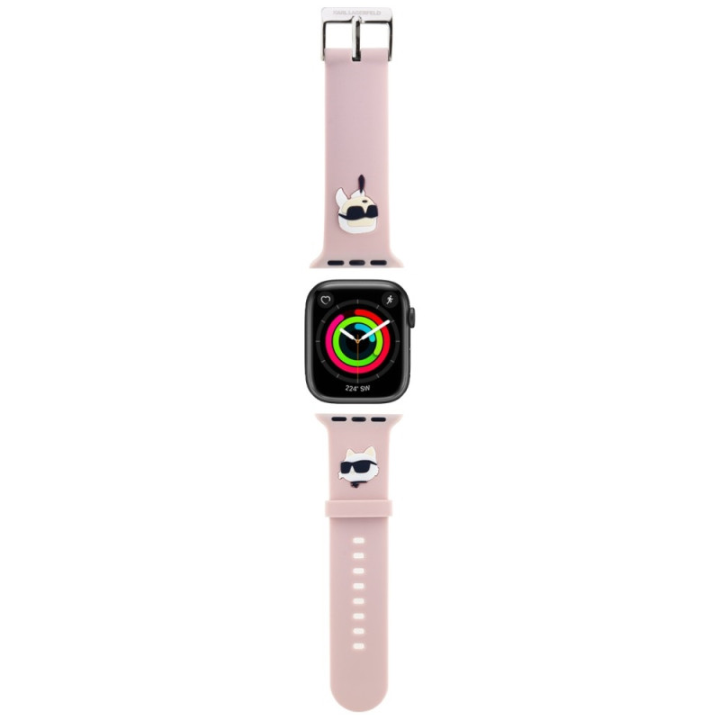 Řemínek Karl Lagerfeld 3D RUBBER KARL&CHOU PETTE HEADS pro Apple Watch 38/40/41mm - pink
