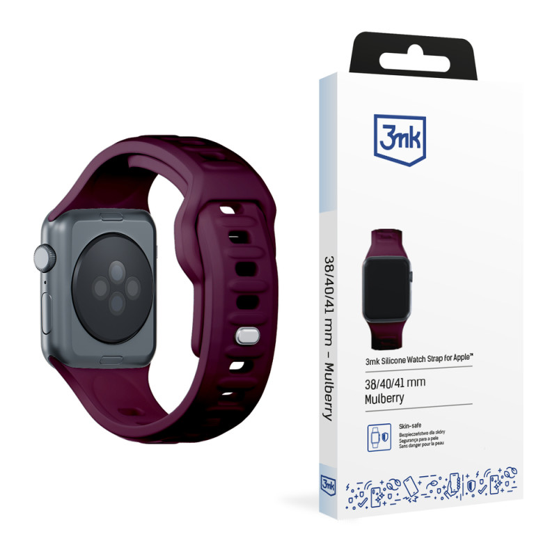 Řemínek 3mk SILICONE pro Apple Watch 38 / 40 / 41 mm - burgundy