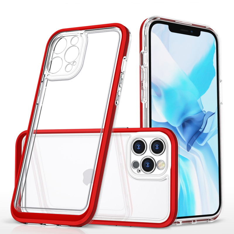 Kryt Hurtel CLEAR 3 in 1 pro iPhone 12 Pro Max - červená (gel) / průhledný