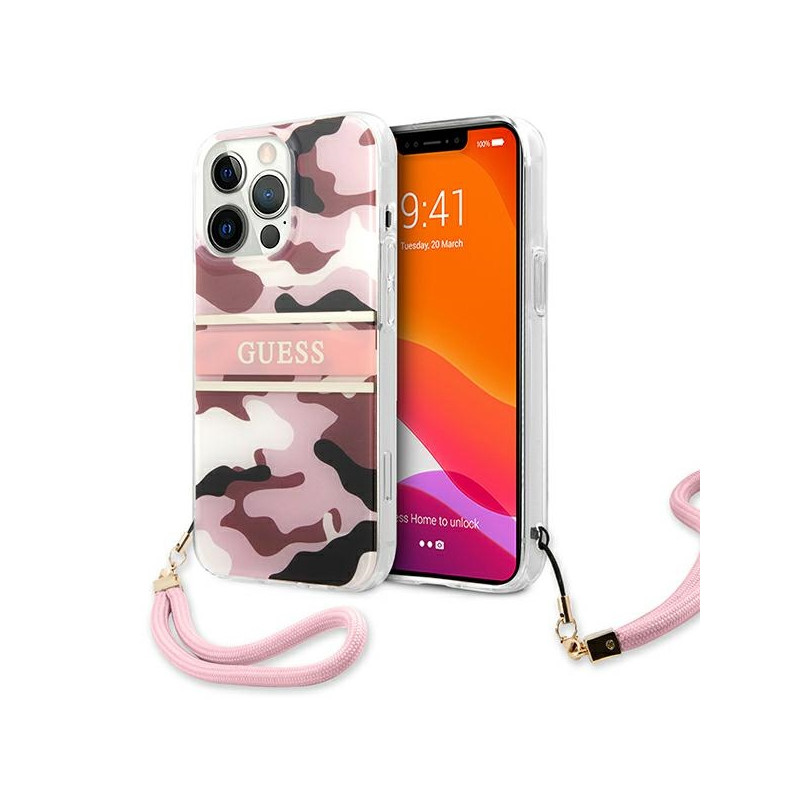Kryt Guess GUHCP13LKCABPI pro iPhone 13 Pro - růžový/camo