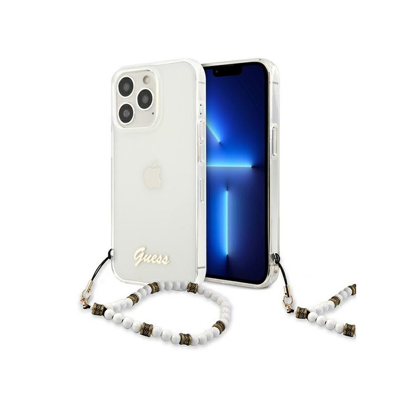 Kryt Guess GUHCP13LKPSWH pro iPhone 13 Pro - transparentní perleťově bílá
