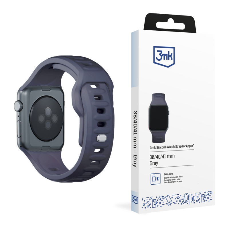 Řemínek 3mk SILICONE pro Apple Watch 38 / 40 / 41 mm - šedý