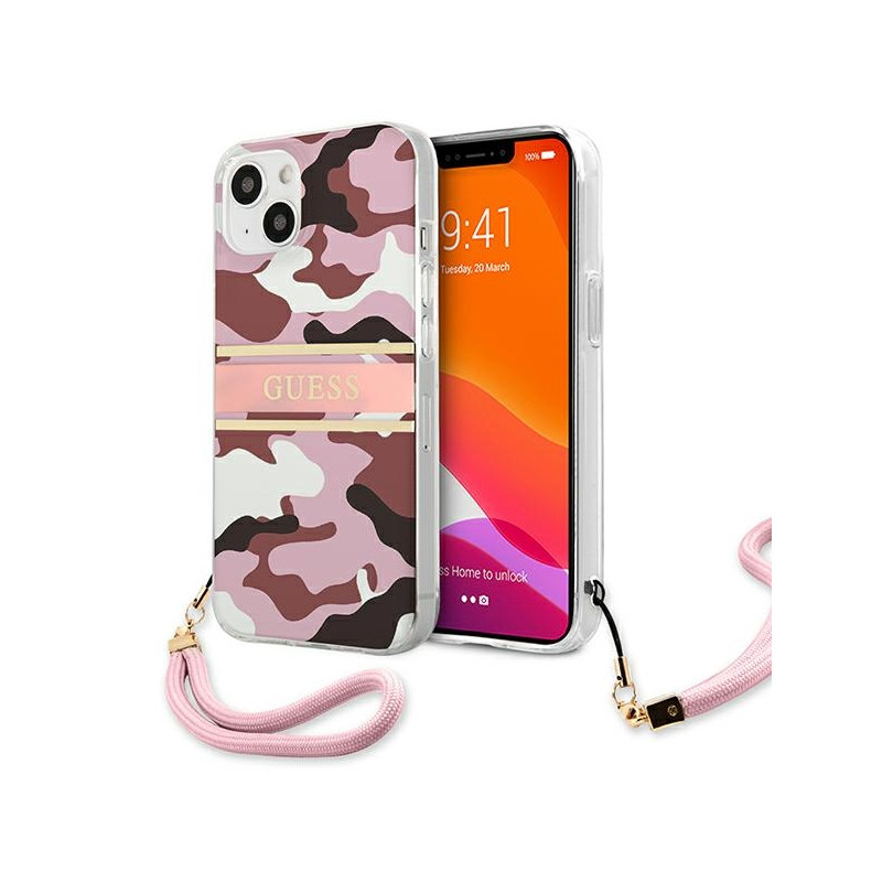 Kryt Guess GUHCP13SKCABPI pro iPhone 13 mini - růžová/camo
