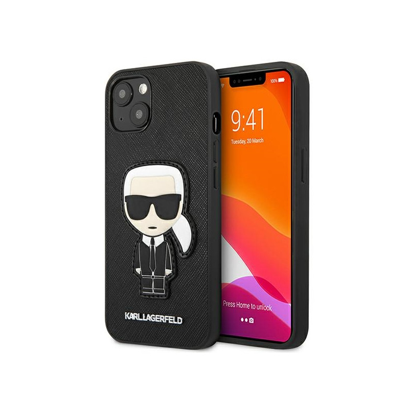 Kryt Karl Lagerfeld IKONIK Karl's Patch pro iPhone 13 mini - černý