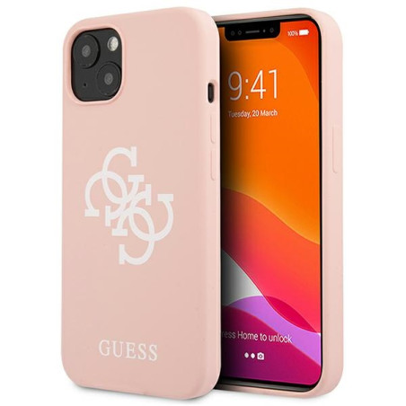 Kryt Guess Silicone 4G Logo iPhone 13/14/15 - růžová