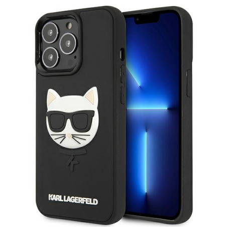 Kryt Karl Lagerfeld 3D Rubber Choupette iPhone 13 Pro / 13 - černý