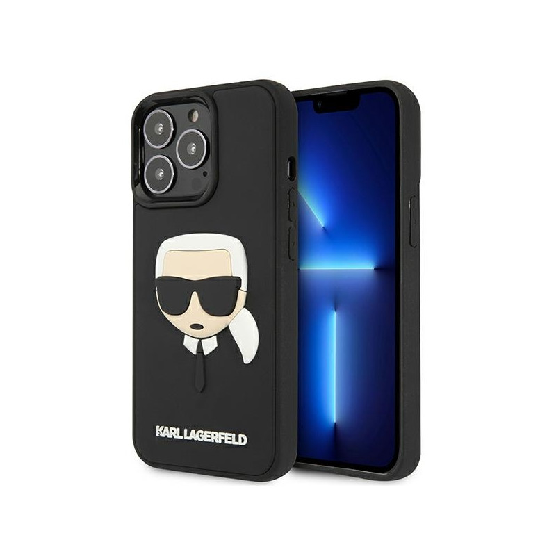 Kryt Karl Lagerfeld 3D RUBBER KARL'S HEAD pro iPhone 13 Pro / iPhone 13 - černý