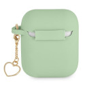 Kryt Guess Silicone Heart Charm pro AirPods - zelená