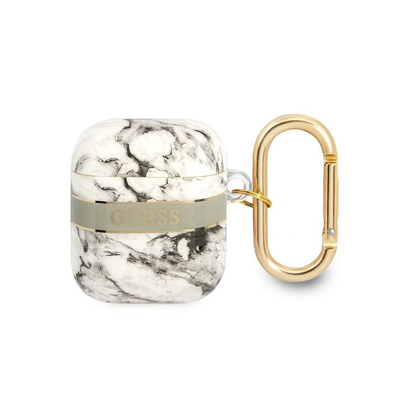 Kryt Guess GUA2HCHMAG pro Apple AirPods - šedý/šedý Marble Strap Collection
