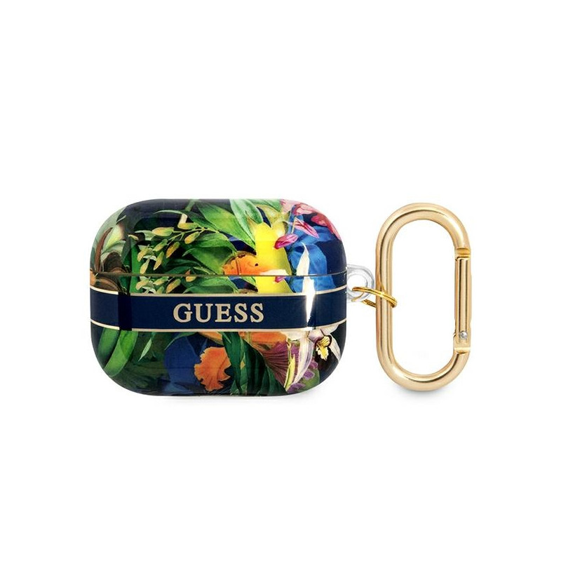 Kryt Guess Flower Strap Collection pro AirPods Pro - modrá