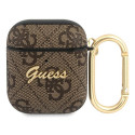 Pouzdro Guess 4G Script pro AirPods 1/2 gen - hnědá