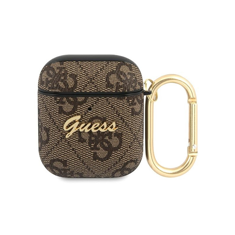 Pouzdro Guess 4G SCRIPT pro AirPods 1/2 gen - hnědá