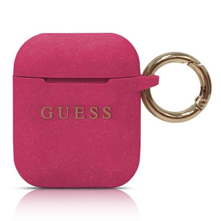Pouzdro Guess GUACCSILGLFU pro AirPods - fuchsiová