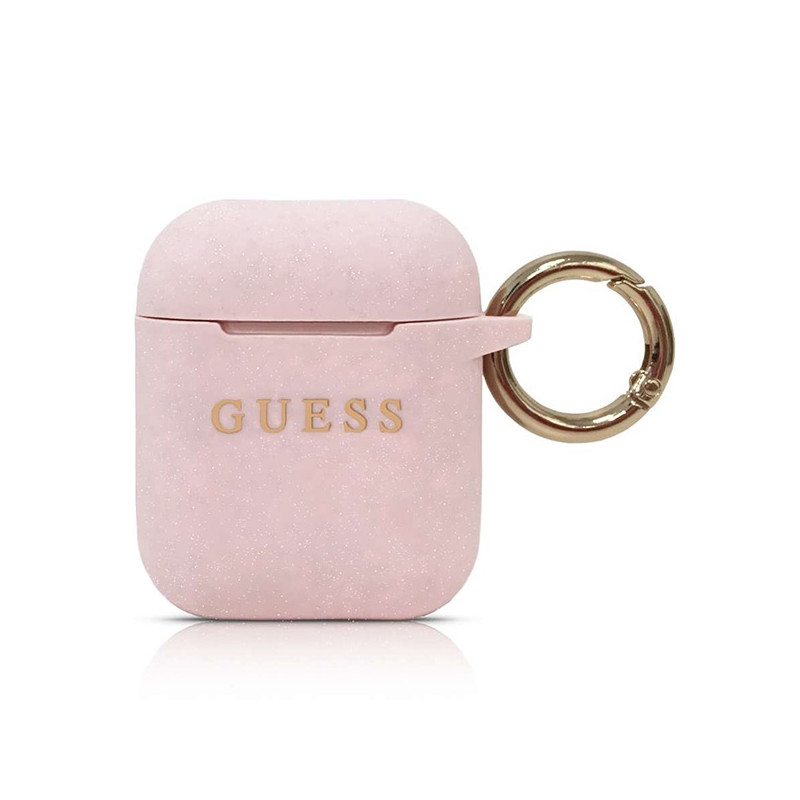 Kryt Guess GUACCSILGLLP pro AirPods - světle růžová / růžová