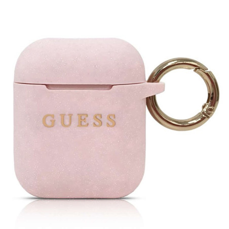 Kryt Guess GUACCSILGLLP pro AirPods - světle růžová