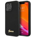 Kryt Guess Silicone Script Gold Logo iPhone 13 Pro - černá