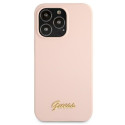 Kryt Guess SILICONE SCRIPT GOLD LOGO iPhone 13 Pro - světle růžová