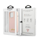 Kryt Guess SILICONE SCRIPT GOLD LOGO iPhone 13 Pro - světle růžová