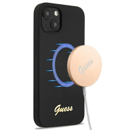 Kryt Guess Silicone Script Gold Logo pro iPhone 13 černý