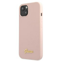 Kryt Guess Silicone Script pro iPhone 13 – světle růžová