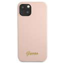 Kryt Guess Silicone Script pro iPhone 13 – světle růžová