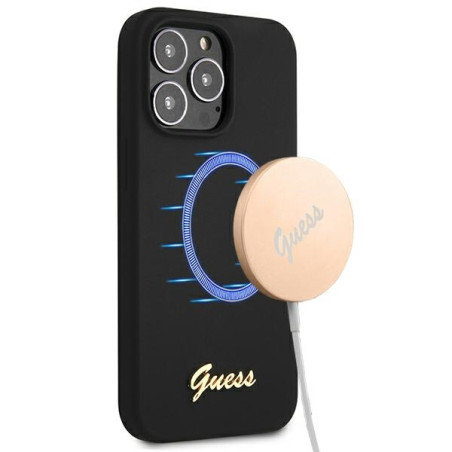 Kryt Guess Silicone Script pro iPhone 13 Pro Max - černý