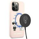 Kryt Karl Lagerfeld SILICONE IKONIK pro iPhone 13 Pro - světle růžo