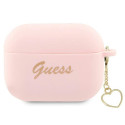 Pouzdro Guess Silicone Heart pro AirPods Pro 2 – růžová