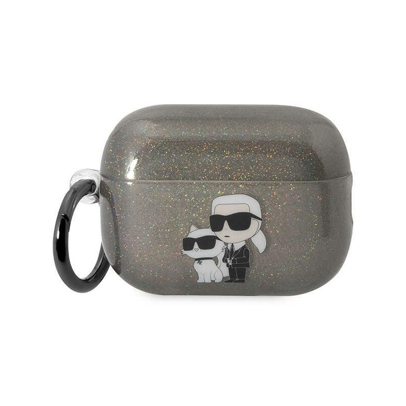 Kryt Karl Lagerfeld KLAP2HNKCTGK pro AirPods Pro 2 - black/black gliter Karl&Choupette