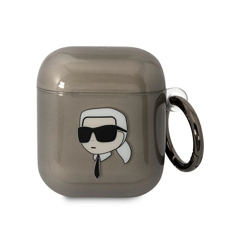 Pouzdro Karl Lagerfeld KLA2HNIKTCK pro AirPods 1/2 - černá/černá (Karl's Head)