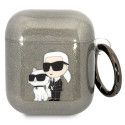 Pouzdro Karl Lagerfeld KLA2HNKCTGK pro AirPods 1/2 - černá/glitter