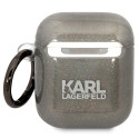 Pouzdro Karl Lagerfeld KLA2HNKCTGK pro AirPods 1/2 - černá/glitter