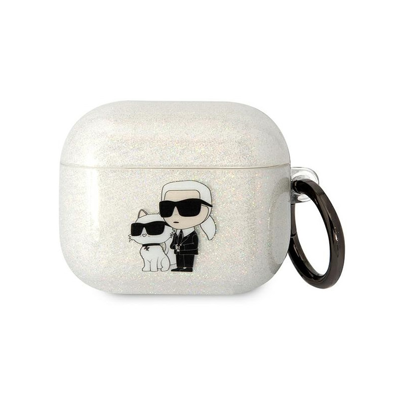 Pouzdro Karl Lagerfeld KLA3HNKCTGT pro AirPods 3 - transparentní se třpytkami