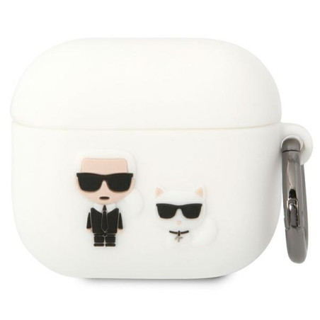 Kryt Karl Lagerfeld KLACA3SILKCW pro AirPods 3 - bílá