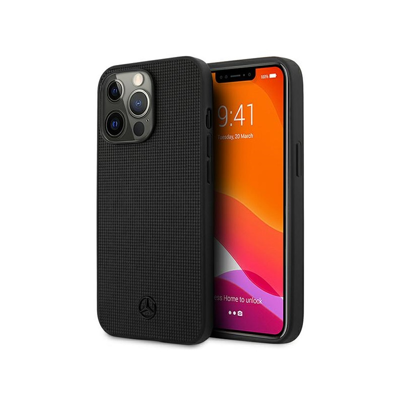 Kryt Mercedes MESHTED METAL LOGO pro iPhone 13 Pro / iPhone 13 - černý