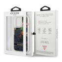 Kryt Guess Flower Liquid Glitter pro iPhone 13 Pro - modrý