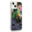 Kryt GUESS Flower Liquid Glitter pro iPhone 13 mini - modrá