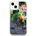 Kryt GUESS Flower Liquid Glitter pro iPhone 13 mini - modrá