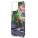 Kryt GUESS Flower Liquid Glitter pro iPhone 13 mini - modrá