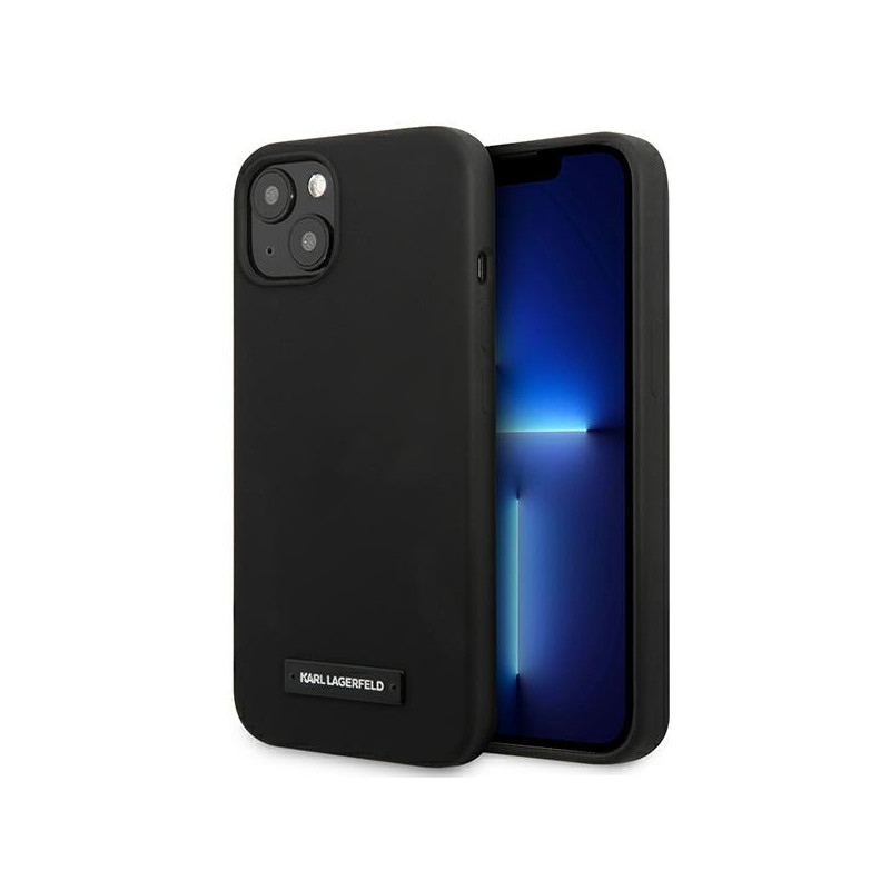 Kryt Karl Lagerfeld SILICONE PLAQUE pro iPhone 13 mini - černý