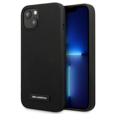Kryt Karl Lagerfeld SILICONE PLAQUE pro iPhone 13 mini - černý