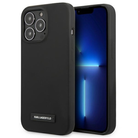 Kryt Karl Lagerfeld SILICONE PLAQUE pro iPhone 13 Pro Max - černý