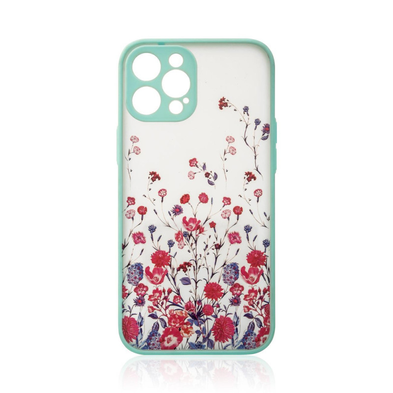 Kryt Hurtel DESIGN CASE Flowers pro iPhone 12 Pro Max - světle modrý