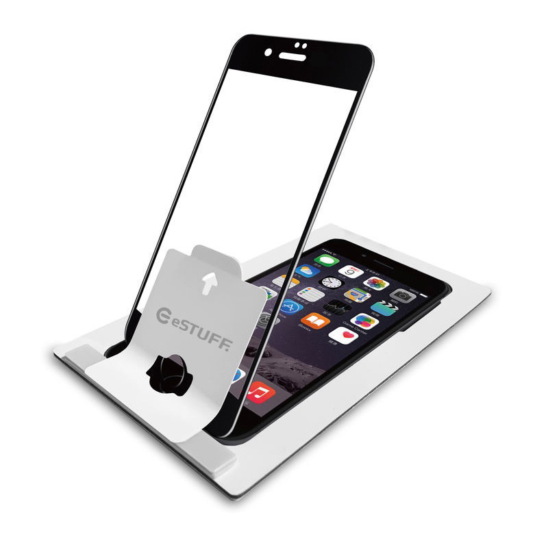 ESTUFF Easy Applicator Ochranné sklo 3D FULL-COVER 0.3mm pro iPhone 7/8/SE20/SE22, montážní rámeček, černé