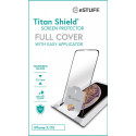 ESTUFF Easy Applicator Ochranné sklo 3D FULL-COVER 0.3mm pro iPhone X/XS, montážní rámeček