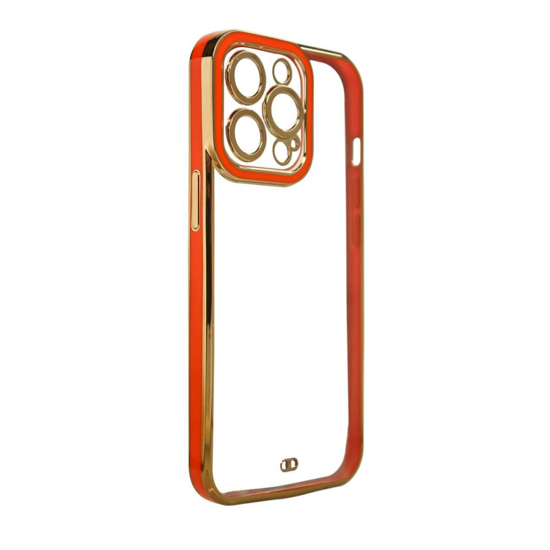 Kryt Hurtel Fashion Case pro iPhone 12 - zlatý rám, červené detaily