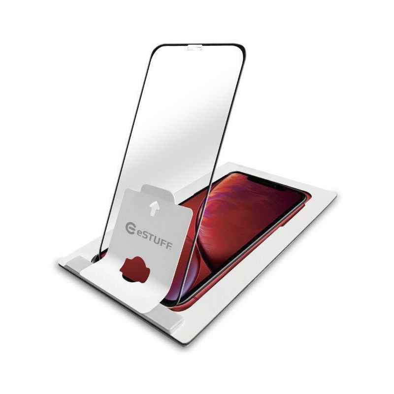 ESTUFF Easy Applicator Ochranné sklo 3D FULL-COVER 0.3mm pro iPhone XR/11, montážní rámeček