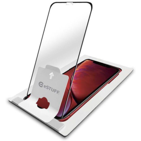 ESTUFF Easy Applicator Ochranné sklo 3D FULL-COVER 0.3mm pro iPhone XR/11, montážní rámeček