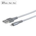 ESTUFF ES601155 Opletený datový a nabíjecí kabel USB/Lightning MFi, 1m, šedý
